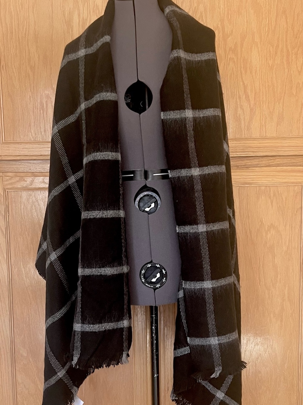 Sole Society Black Plaid Wrap Scarf - Picture 2 of 5